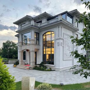 呼伦贝尔 白麻花岗岩私人别墅干挂石材豪华定制