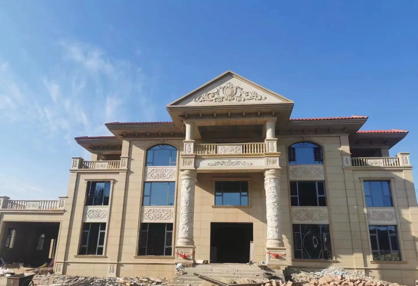 呼伦贝尔 黄金麻花岗岩别墅外墙干挂